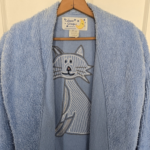 Vintage Canyon Group Rare Cat & Fishbone Robe Crazy Cat Lady 90s Cozycore Size M - Picture 9 of 15